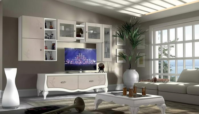 Mueble de salón de lujo conjunto vitrina aparador estantería TV de 5 piezas. Nuevo.