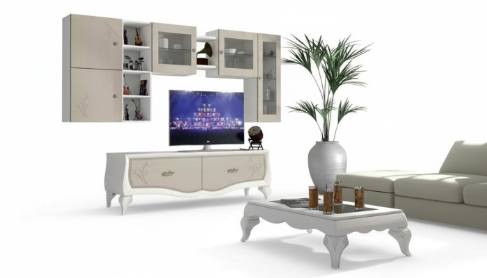 Mueble de salón de lujo conjunto vitrina aparador estantería TV de 5 piezas. Nuevo.