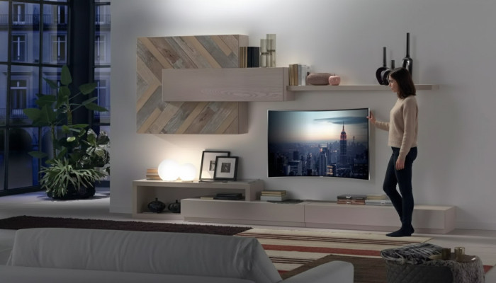 Mueble de TV estante de pared repisas de pared sala de estar de lujo tabla baja gris nueva