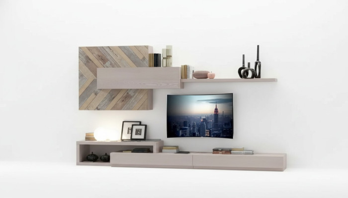Mueble de TV estante de pared repisas de pared sala de estar de lujo tabla baja gris nueva