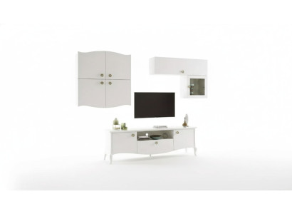 Mueble de televisión de lujo para la sala de estar, mueble de TV bajo, aparador, pared de la sala de estar blanco nuevo