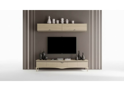 Soporte de TV Estante de pared Mesa de madera Estantería de pared Beige Diseño clásico Nuevo