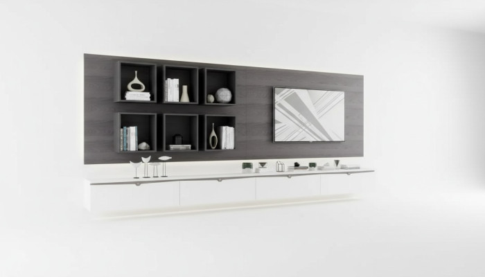 Diseño armario de pared estantería sala de estar soporte de TV madera estantes de pared Italia