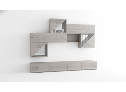 Muebles de pared, estantería, mueble de salón, tablero bajo, estantes de madera, diseño de armarios.