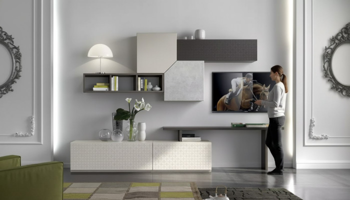 Mueble de televisión Muebles italianos Sala de estar Lujo Aparador Pared de madera