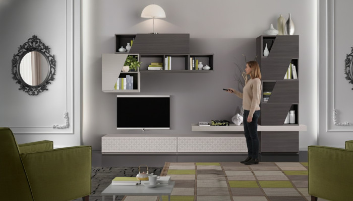 Estantes de pared para la sala de estar, muebles de sala de estar, diseño de TV moderno, lujo, nuevo.