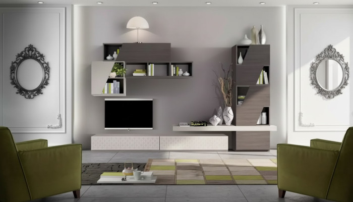 Estantes de pared para la sala de estar, muebles de sala de estar, diseño de TV moderno, lujo, nuevo.