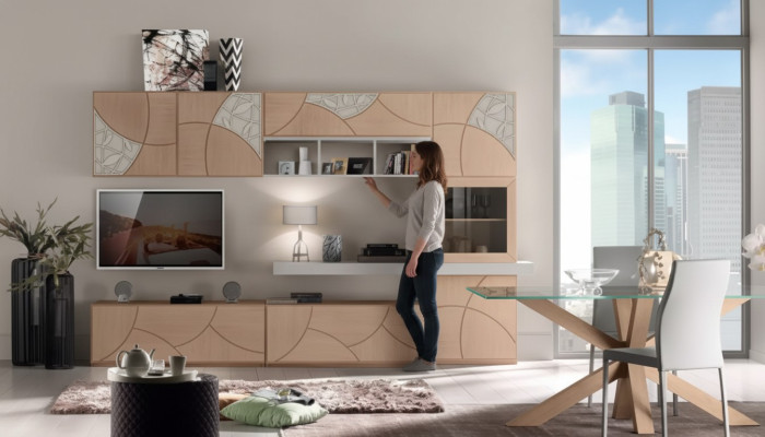 Mueble clásico de salón, mueble bajo de TV, estantería de pared para salón, armario nuevo.