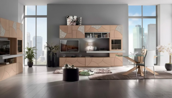 Mueble clásico de salón, mueble bajo de TV, estantería de pared para salón, armario nuevo.