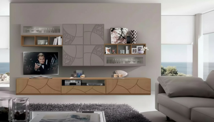 Diseño armario de pared estante de madera sala de estar armarios estantes pared Italia nuevo