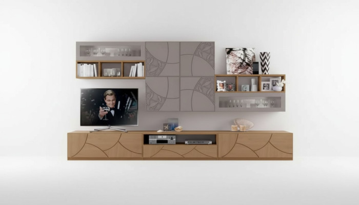 Diseño armario de pared estante de madera sala de estar armarios estantes pared Italia nuevo