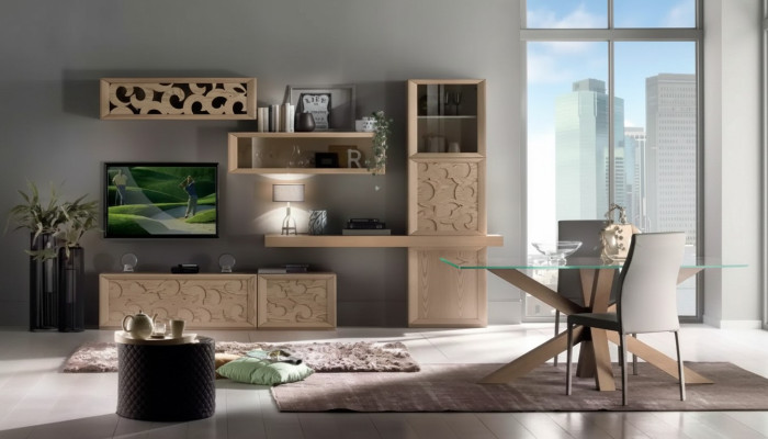 Mueble de salón de madera estilo clásico italiano.