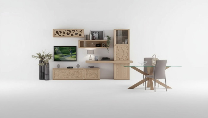 Mueble de salón de madera estilo clásico italiano.