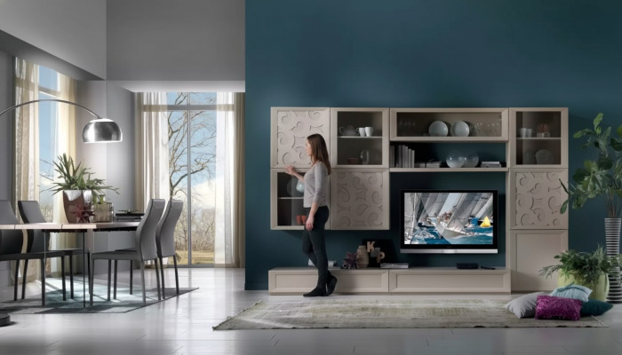 Conjunto de sala de estar Vitrina Cómoda Paredes de sala Mueble para TV Diseño Armario Nuevo
