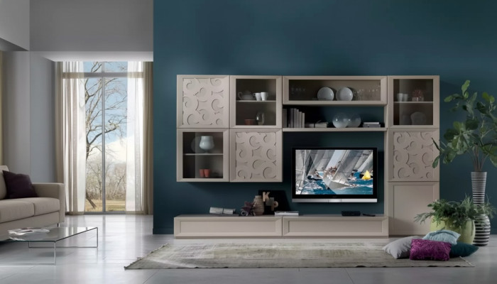 Conjunto de sala de estar Vitrina Cómoda Paredes de sala Mueble para TV Diseño Armario Nuevo