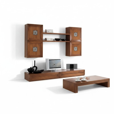 Conjunto de muebles para sala de estar, diseño de salón en marrón, aparador, estantería de pared, nuevo.