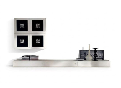 Moderno conjunto de pared con aparador y armario de salón.