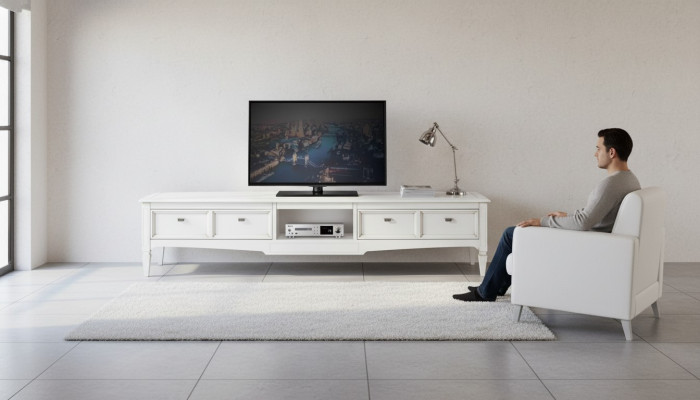 Mueble soporte para sala de estar TV aparador estilo blanco lujo madera