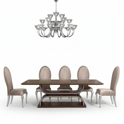 Conjunto completo de mesa de comedor 6 sillas Conjunto de comedor Grupo de comedor Mesa de madera 7 piezas