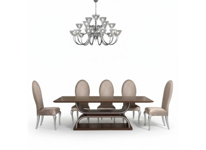 Conjunto completo de mesa de comedor 6 sillas Conjunto de comedor Grupo de comedor Mesa de madera 7 piezas