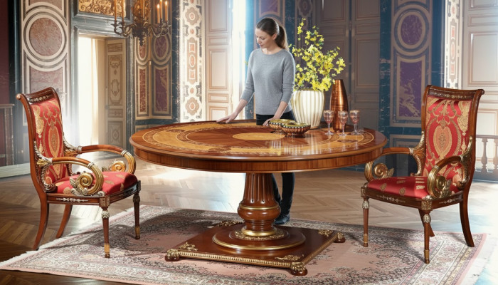 Muebles de diseñador italiano para mesa de comedor, mesas redondas marrones para comedor, nuevas.