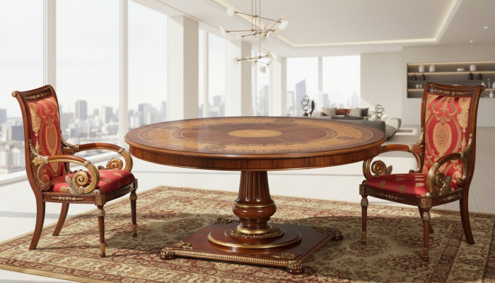 Muebles de diseñador italiano para mesa de comedor, mesas redondas marrones para comedor, nuevas.