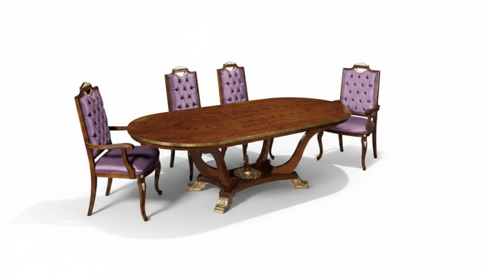 Mesa de comedor 4 sillas Conjunto clásico de comedor de 5 piezas. Mesa ovalada.