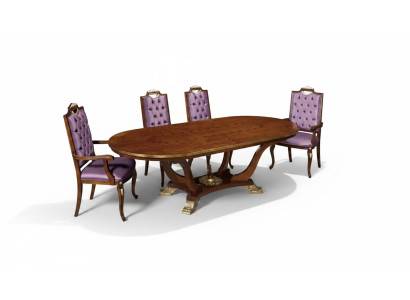 Mesa de comedor 4 sillas Conjunto clásico de comedor de 5 piezas. Mesa ovalada.