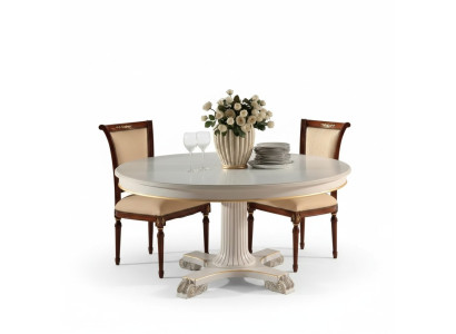 Diseño de muebles de comedor de madera Mesa redonda Blanca Mesa de comedor clásica Comedor nuevo