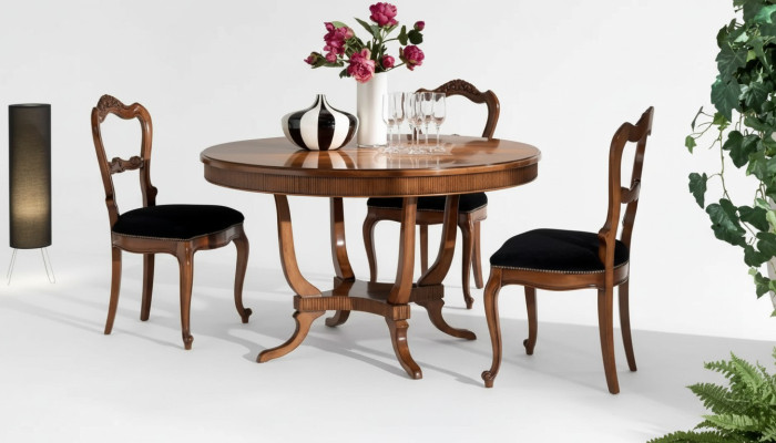 Diseño de mesa redonda comedor, mesas redondas marrones de madera, mesa de comedor nueva.
