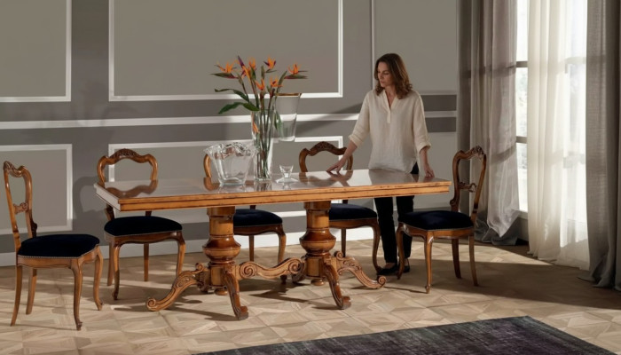Mesa de comedor marrón de lujo de madera rectangular mesa de comedor nueva