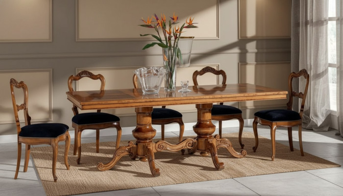 Mesa de comedor marrón de lujo de madera rectangular mesa de comedor nueva