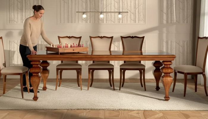 Conjunto de comedor Set Mesa clásica 6x sillas 7 piezas Lujo Completo