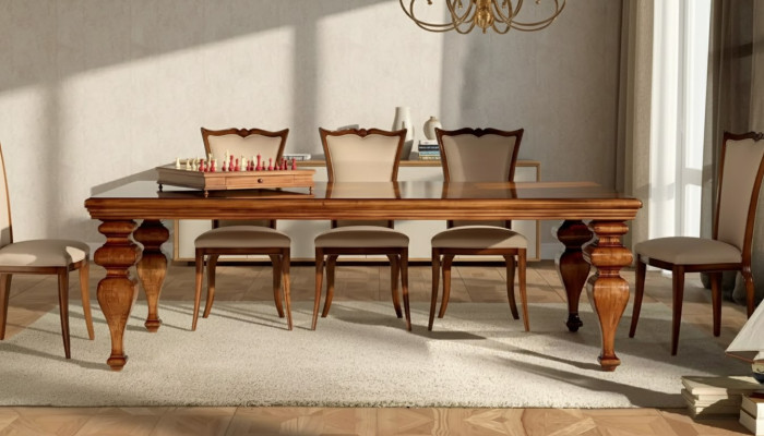Conjunto de comedor Set Mesa clásica 6x sillas 7 piezas Lujo Completo