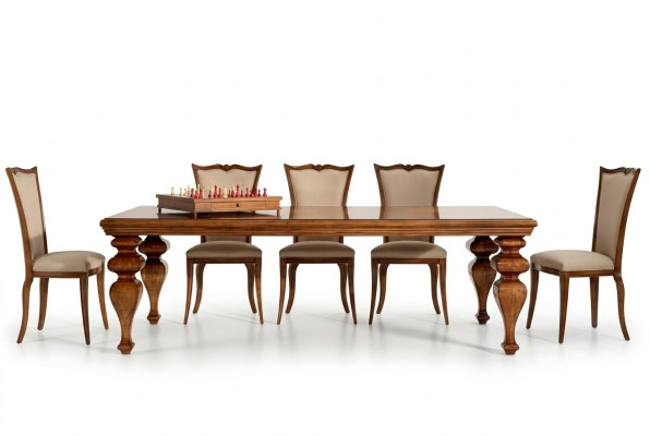 Conjunto de comedor Set Mesa clásica 6x sillas 7 piezas Lujo Completo