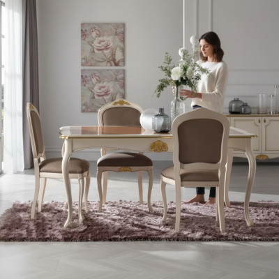 Mesa de comedor Conjunto de mesa de comedor de 5 piezas con 4 sillas Grupo de comedor Clásico Nuevo