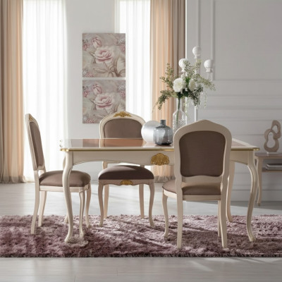 Mesa de comedor Conjunto de mesa de comedor de 5 piezas con 4 sillas Grupo de comedor Clásico Nuevo