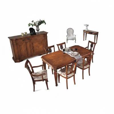 Mesa de comedor de diseño clásico de madera en conjunto de comedor marrón, mesas nuevas.