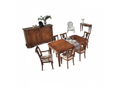 Mesa de comedor de diseño clásico de madera en conjunto de comedor marrón, mesas nuevas.