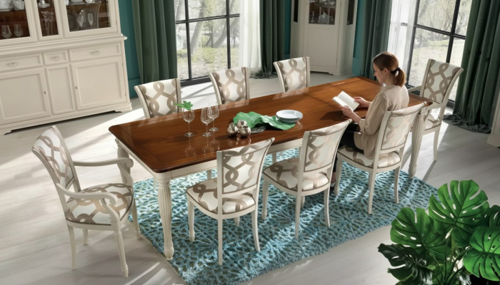 Comedor conjunto de mesa 8 sillas Conjunto de mesa Grupo Set Italia Madera