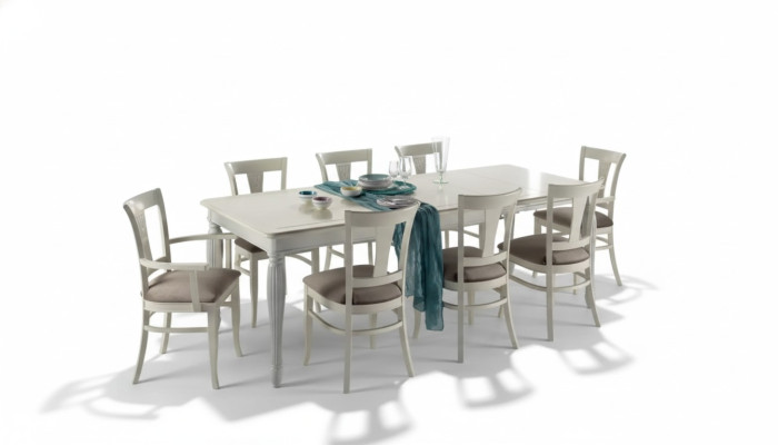 Conjunto completo de mesa de comedor 8 sillas Juego de comedor de lujo blanco italiano.