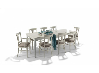 Conjunto completo de mesa de comedor 8 sillas Juego de comedor de lujo blanco italiano.