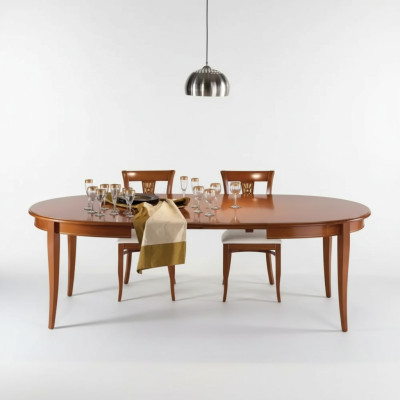 Muebles italianos de diseñador de mesa de madera para comedor con juego de 4 sillas.
