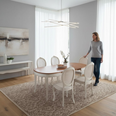 Diseñador de muebles italiano Mesa de madera con asientos acolchados para comedor 4 sillas