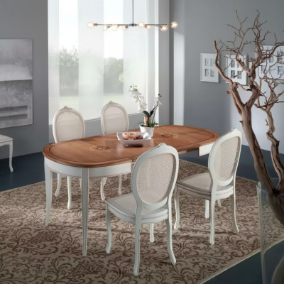 Diseñador de muebles italiano Mesa de madera con asientos acolchados para comedor 4 sillas