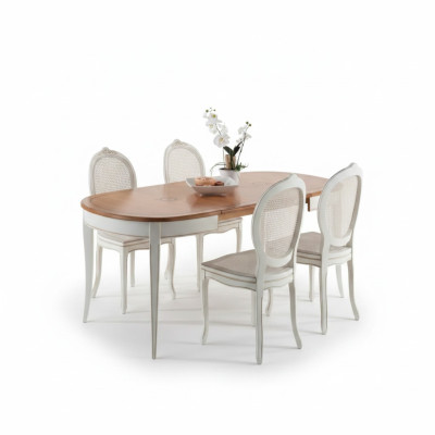 Diseñador de muebles italiano Mesa de madera con asientos acolchados para comedor 4 sillas
