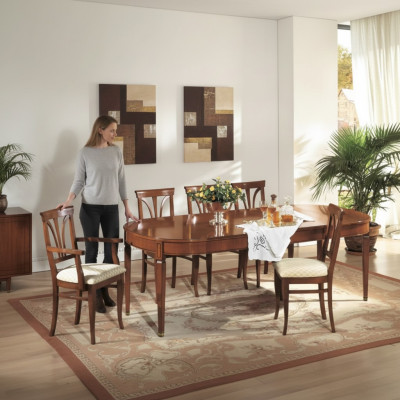 Juego de comedor, grupo de esencias, mesa de madera, juego completo de 7 piezas, mesa de comedor y 6 sillas.