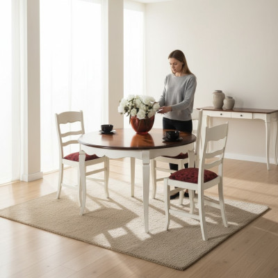 Juego de mesa completo, 4 sillas, cómoda, conjunto de comedor, mesa de madera blanco, nuevo.