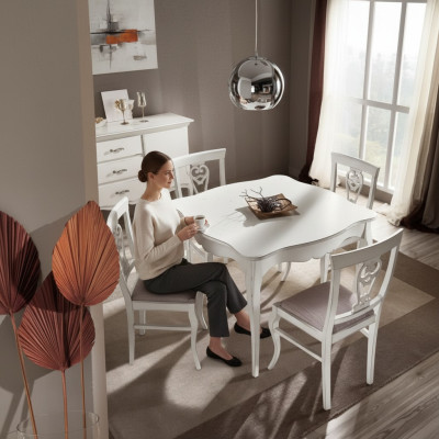 Mesa de comedor de lujo de madera cuadrada blanca, mesa de comedor muebles nuevo