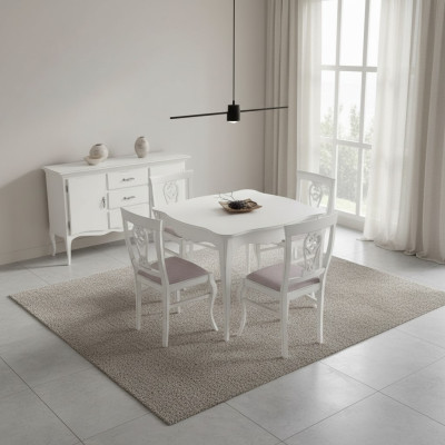 Mesa de comedor de lujo de madera cuadrada blanca, mesa de comedor muebles nuevo